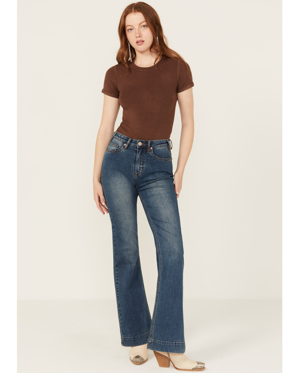 Image #1 - Rock & Roll Denim Women's Medium Wash High Rise Extra Stretch Trouser Jeans, Medium Wash, hi-res