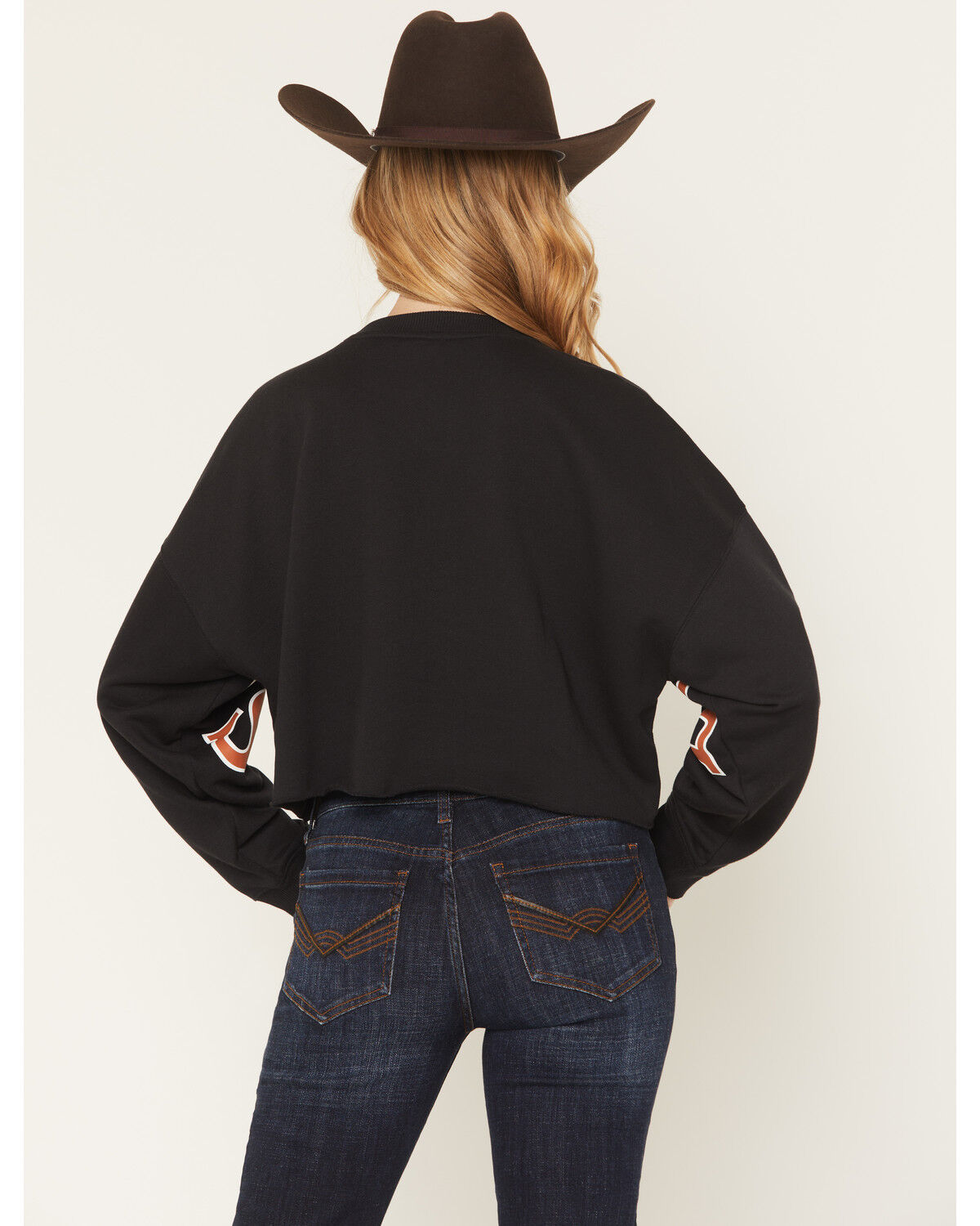 Image #4 - Gameday Women's UT Split Long Sleeve Cropped Graphic Tee, Black, hi-res