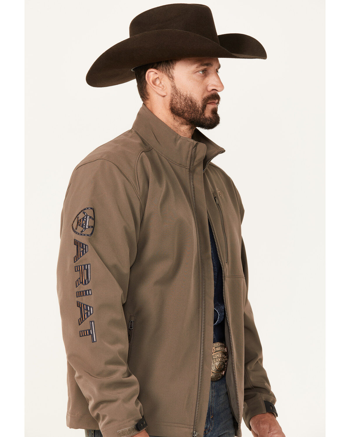 Image #2 - Ariat Men's Logo 2.0 Softshell Jacket - Tall, Taupe, hi-res