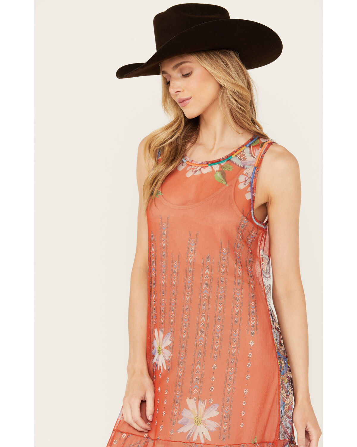 Image #2 - Johnny Was Women's Paisley Print Mesh Slip Maxi Dress, Multi, hi-res
