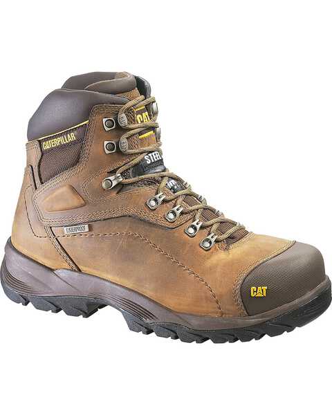 Image #1 - Caterpillar Diagnostic Waterproof & Insulated 6" Lace-Up Work Boots - Steel Toe, Dark Khaki, hi-res