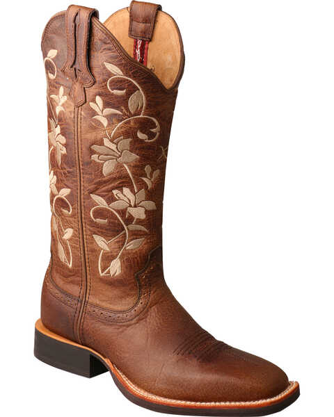 Twisted X Women's Floral Embroidered Western Boots, Brown, hi-res