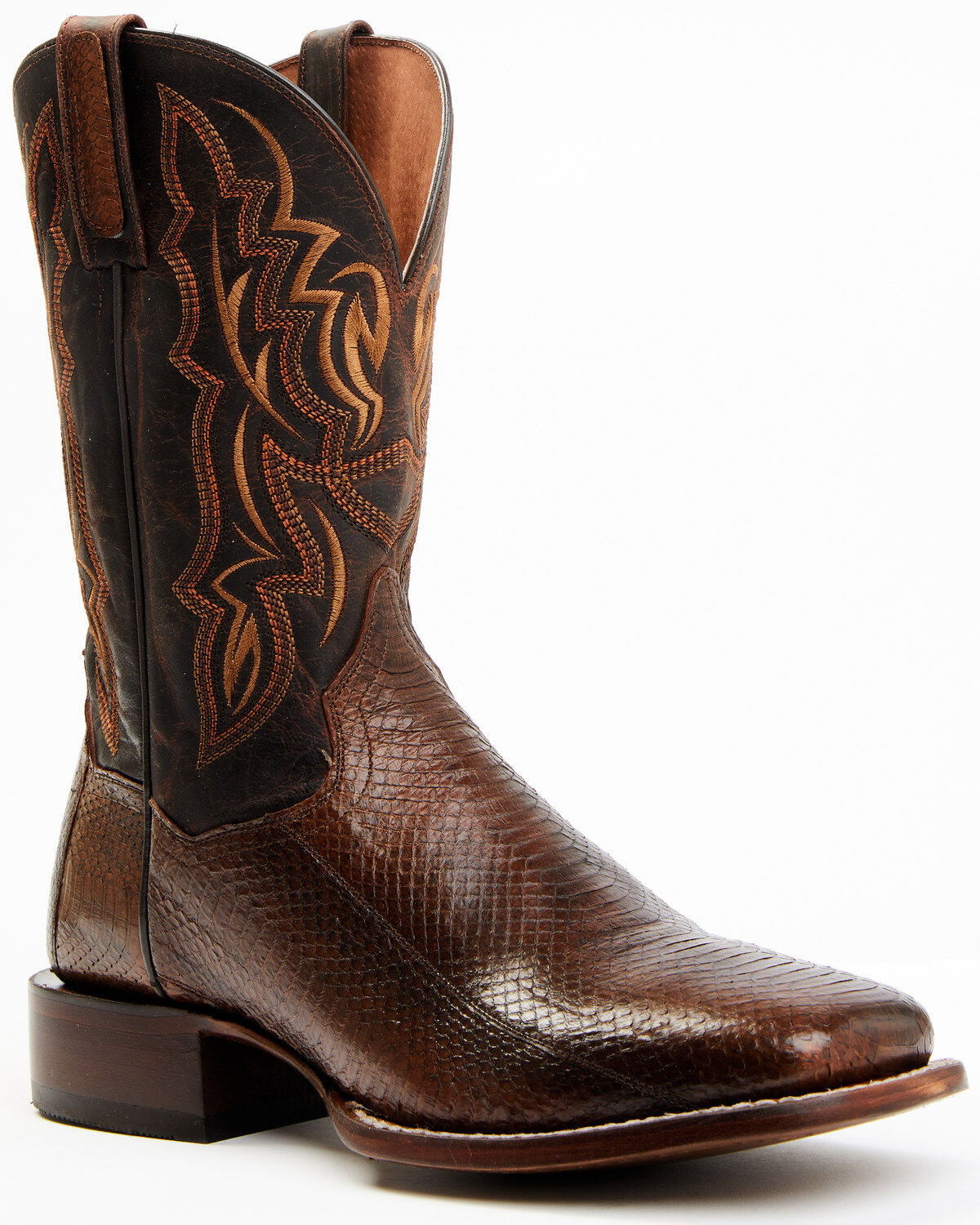 Dark brown snakeskin boots