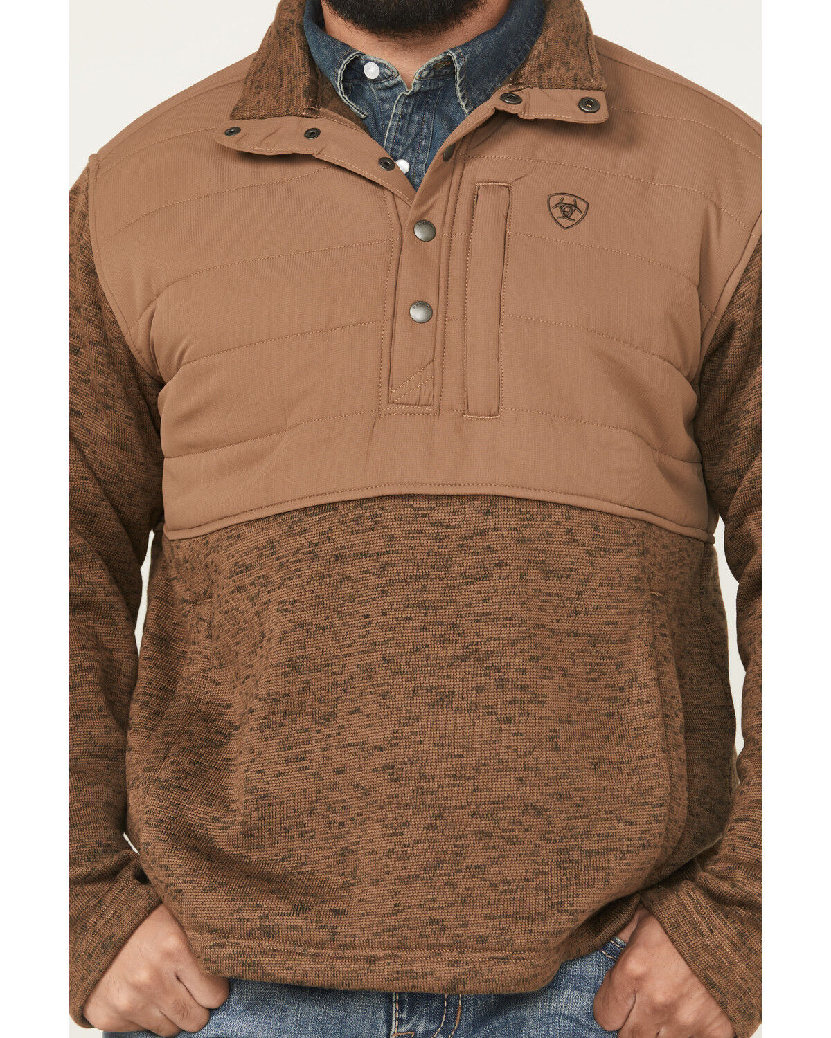 Image #3 - Ariat Men's Caldwell Reinforced Snap Pullover, Khaki, hi-res