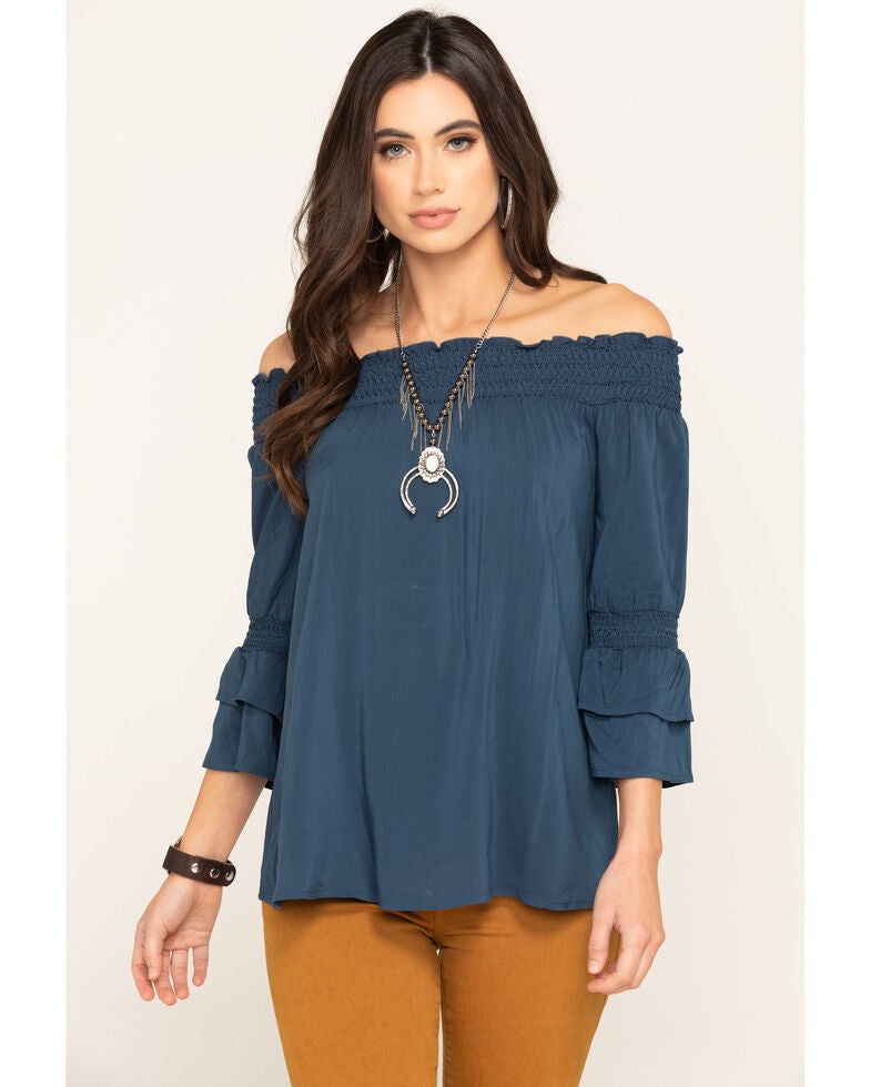 Wrangler Women's Chambray Off The Shoulder Top Boot Barn