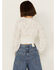 Image #4 - Shyanne Women's Smocked Waist Long Sleeve Crop Top, White, hi-res