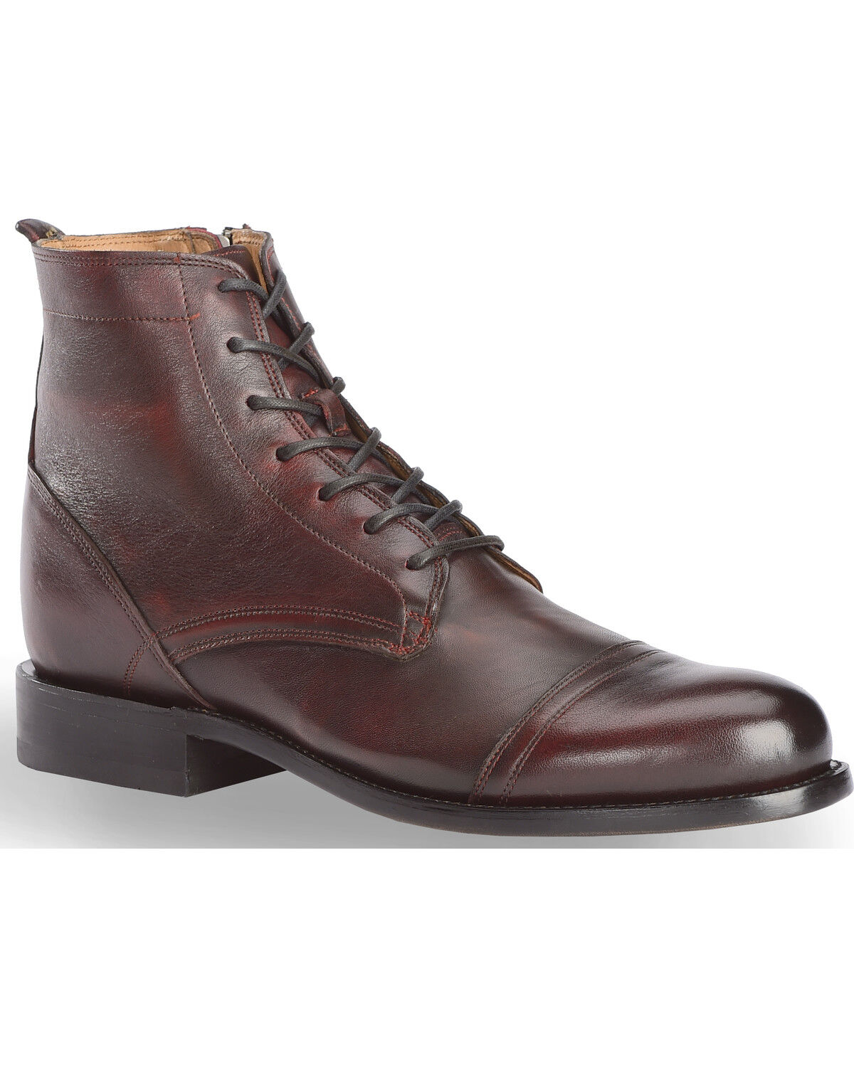 Image #1 - El Dorado Men's Handmade Black Cherry Leather Urban Lacer Boots - Round Toe, , hi-res
