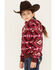 Shyanne Girls' Southwestern Print Fleece Hoodie, Wine, hi-res
