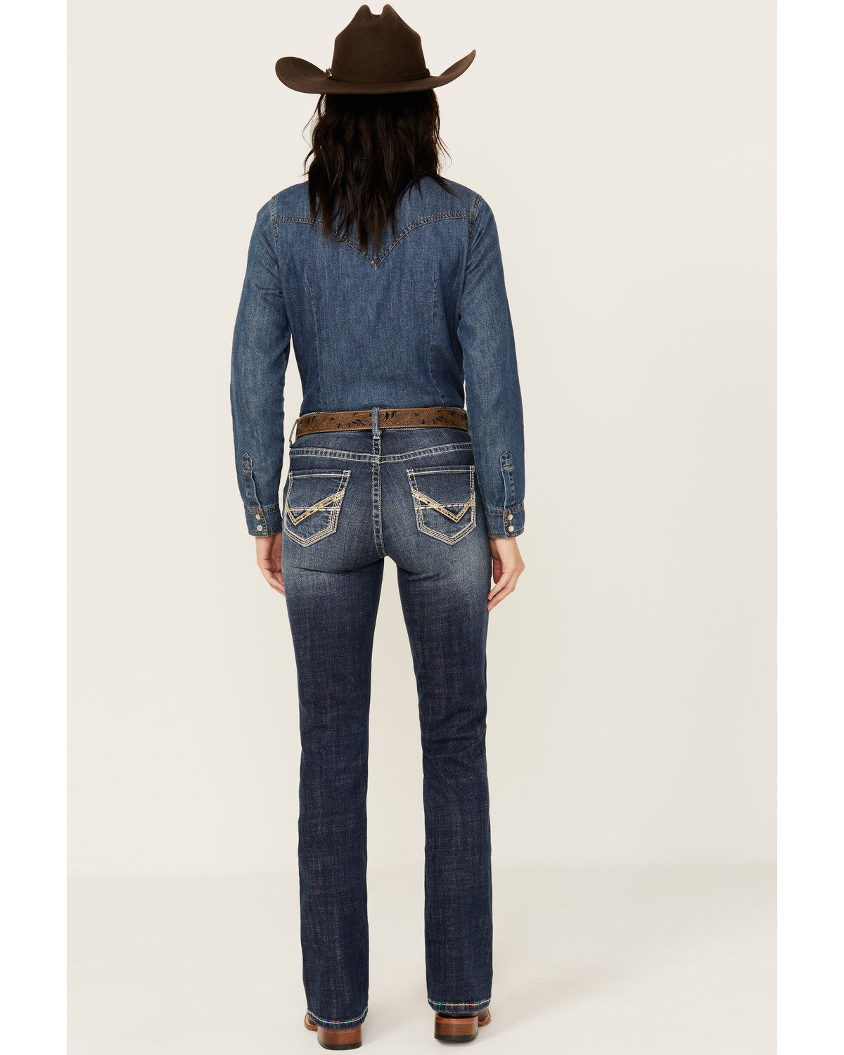 Image #1 - Rock & Roll Denim Women's Medium Wash Mid Rise Cheetah Applique Stretch Bootcut Jeans, Medium Wash, hi-res