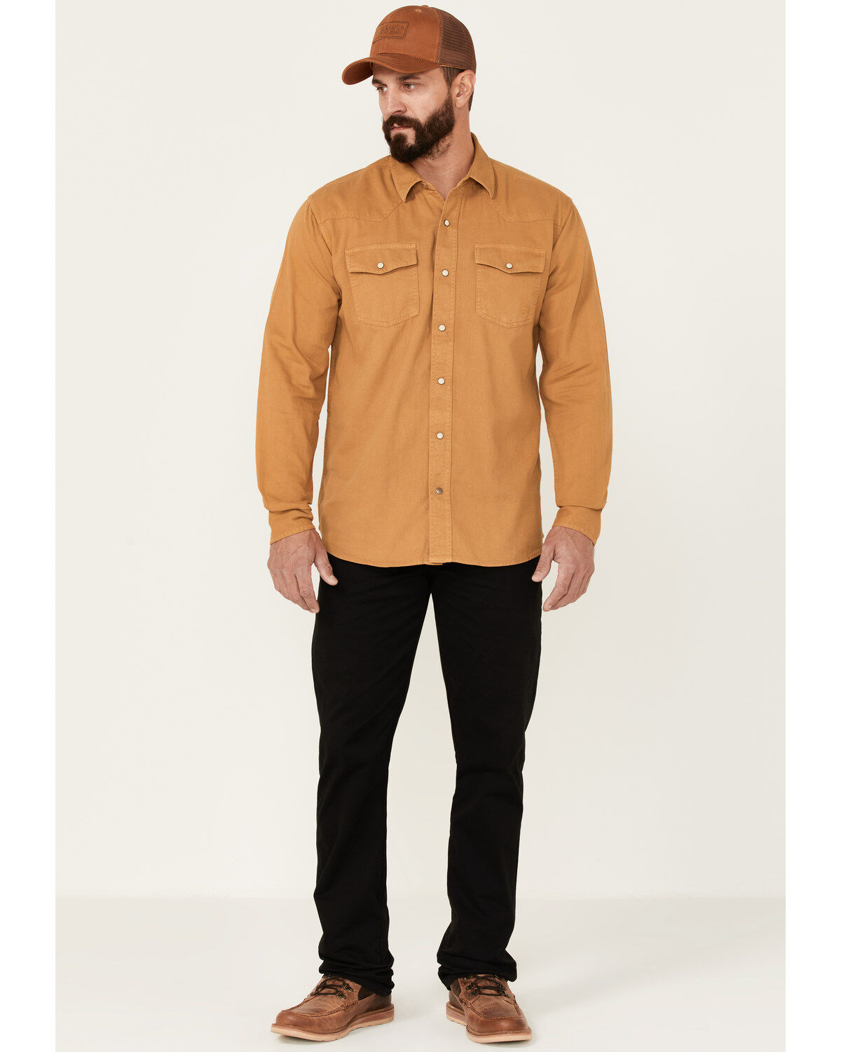 Image #2 - Ariat Men's Solid Tan Jurlington Retro Long Sleeve Pearl Snap Western Shirt, Tan, hi-res