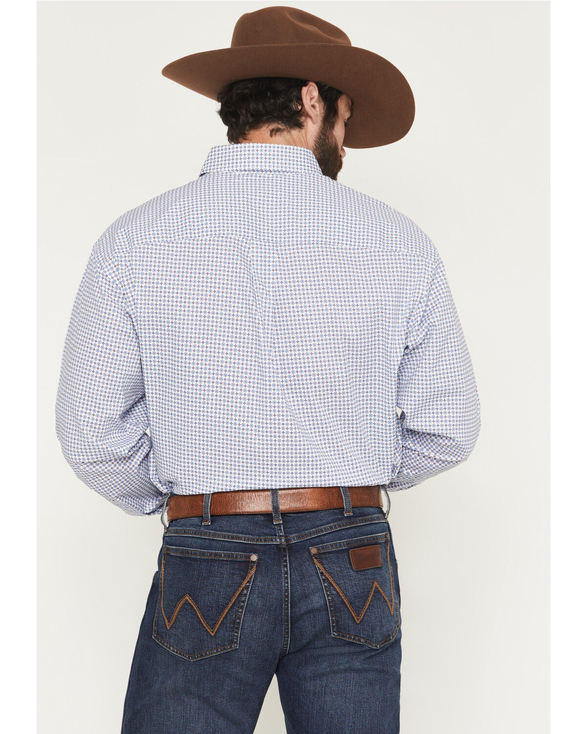 Image #4 - George Strait by Wrangler Men's Geo Print Long Sleeve Button-Down Stretch Western Shirt - Tall, Blue, hi-res