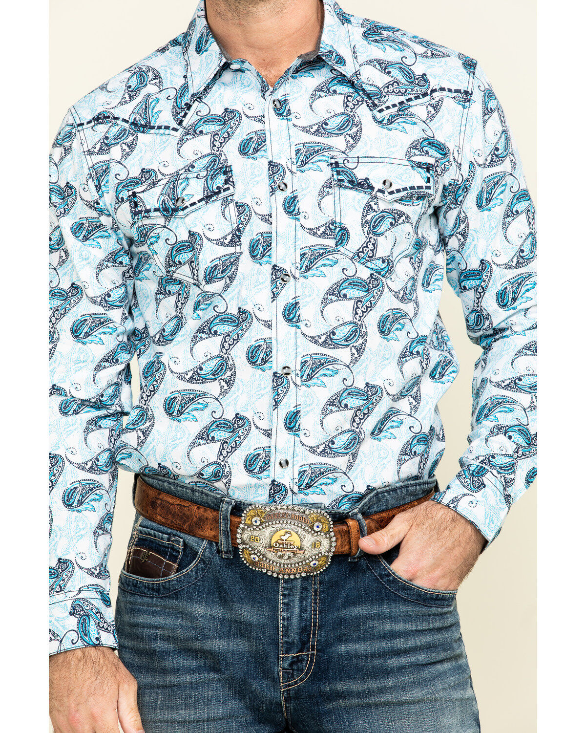 Image #4 - Cody James Men's Lovelace Large Paisley Print Long Sleeve Western Shirt , , hi-res