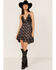 Image #1 - Free People Women's Adella Floral Print Sleeveless Slip Mini Dress, Black, hi-res