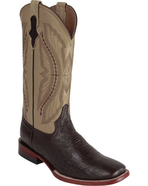 Ferrini Men's Smooth Quill Ostrich Exotic Boots - Square Toe , Chocolate, hi-res