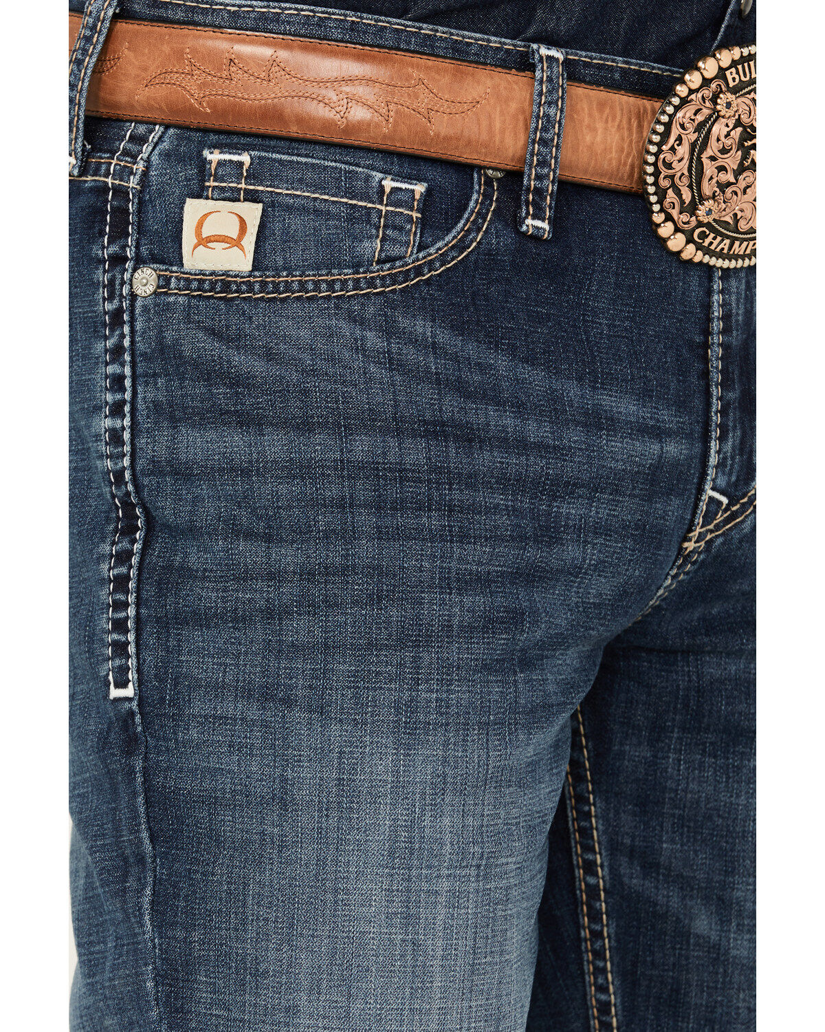 Image #2 - Cinch Men's Ian Dark Wash Slim Bootcut Performance Stretch Denim Jeans, Indigo, hi-res