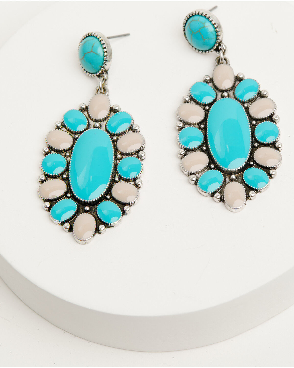 Image #1 - Shyanne Women's Concho Statement Earrings, Silver, hi-res