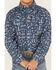 Roper Boys' West Made Southwestern Print Long Sleeve Western Snap Shirt, Blue, hi-res