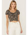 Idyllwind Women's Bay Cove Crop Peasant Top, Black, hi-res