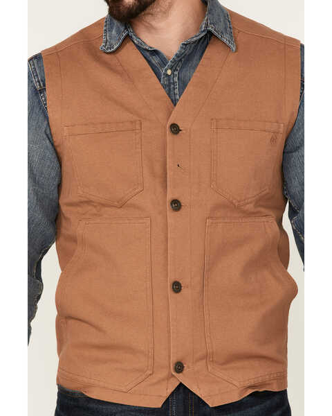 Blue Ranchwear Men's Solid Button Down Duck Canvas Vest , Rust Copper, hi-res