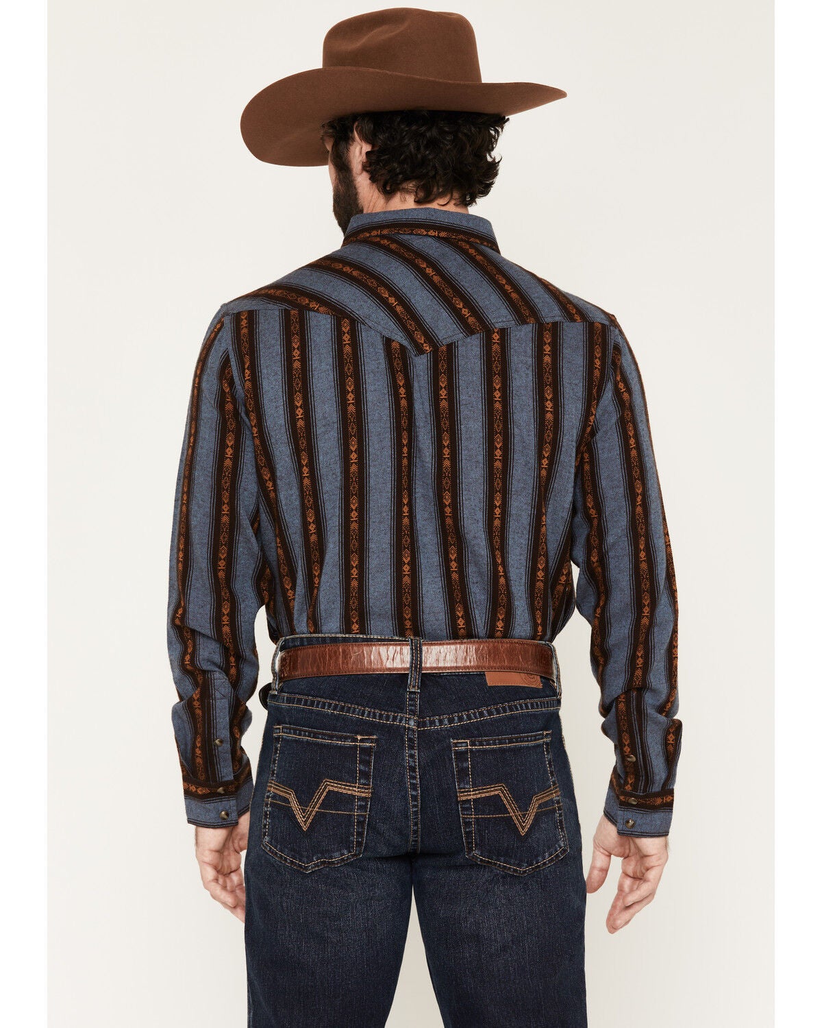Image #4 - Cody James Men's Desert Creek Striped Long Sleeve Snap Flannel Shirt, Blue, hi-res