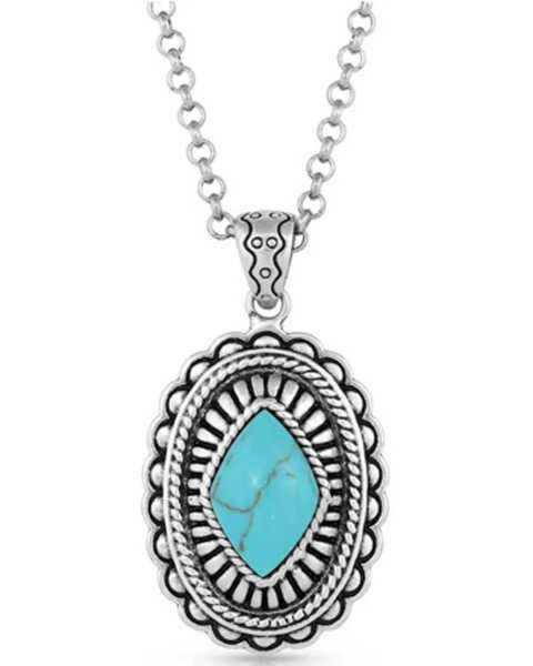 Montana Silversmiths Women's Turquoise Magic Stamped Pendant Necklace, Silver, hi-res