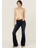 Image #1 - Shyanne Women's Bohemia Dark Wash High Rise Flare Stretch Denim Jeans, Dark Wash, hi-res