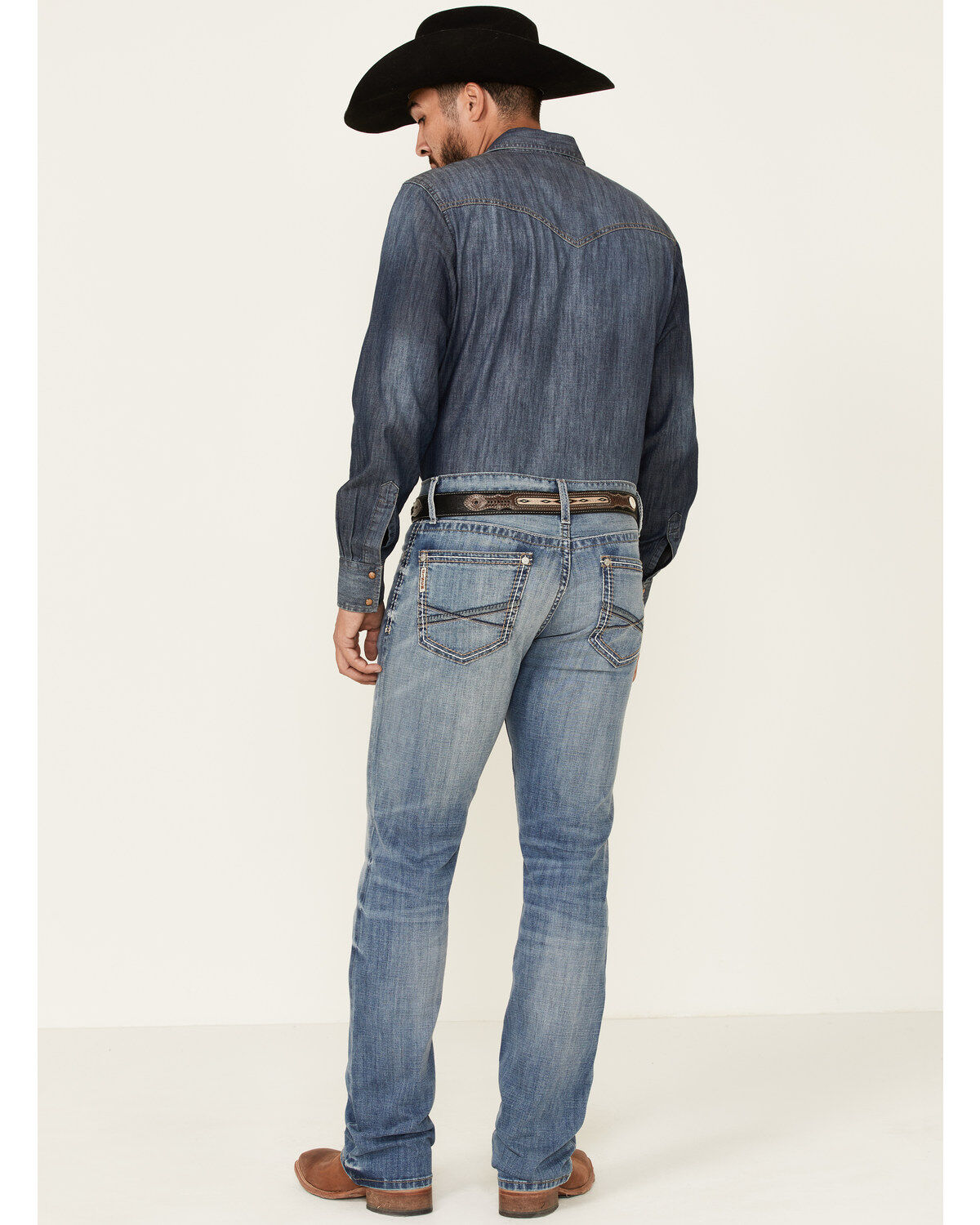 Image #2 - Cinch Men's Boot Barn Exclusive Ian Medium Stonewash Performance Slim Bootcut Jeans, , hi-res
