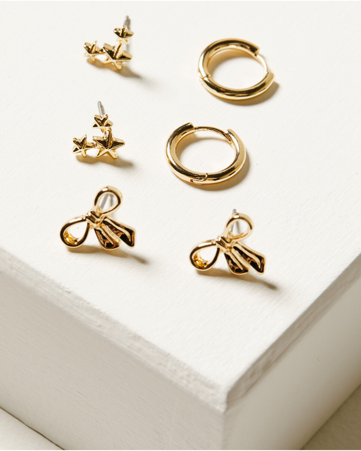 Image #3 - Shyanne Women's Bow And Star Earring Set - 6 Piece, Gold, hi-res