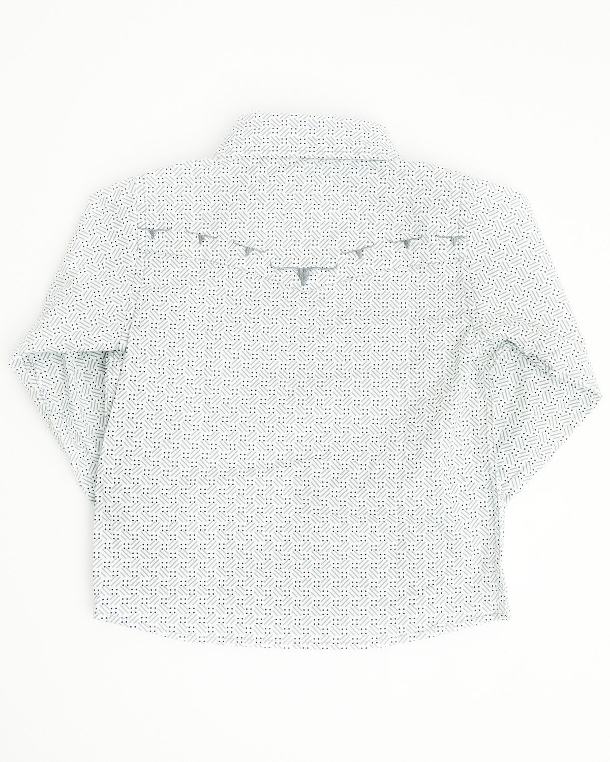 Image #3 - Cowboy Hardware Toddler Boys' Geo Print Long Sleeve Pearl Snap Stretch Western Shirt, White, hi-res