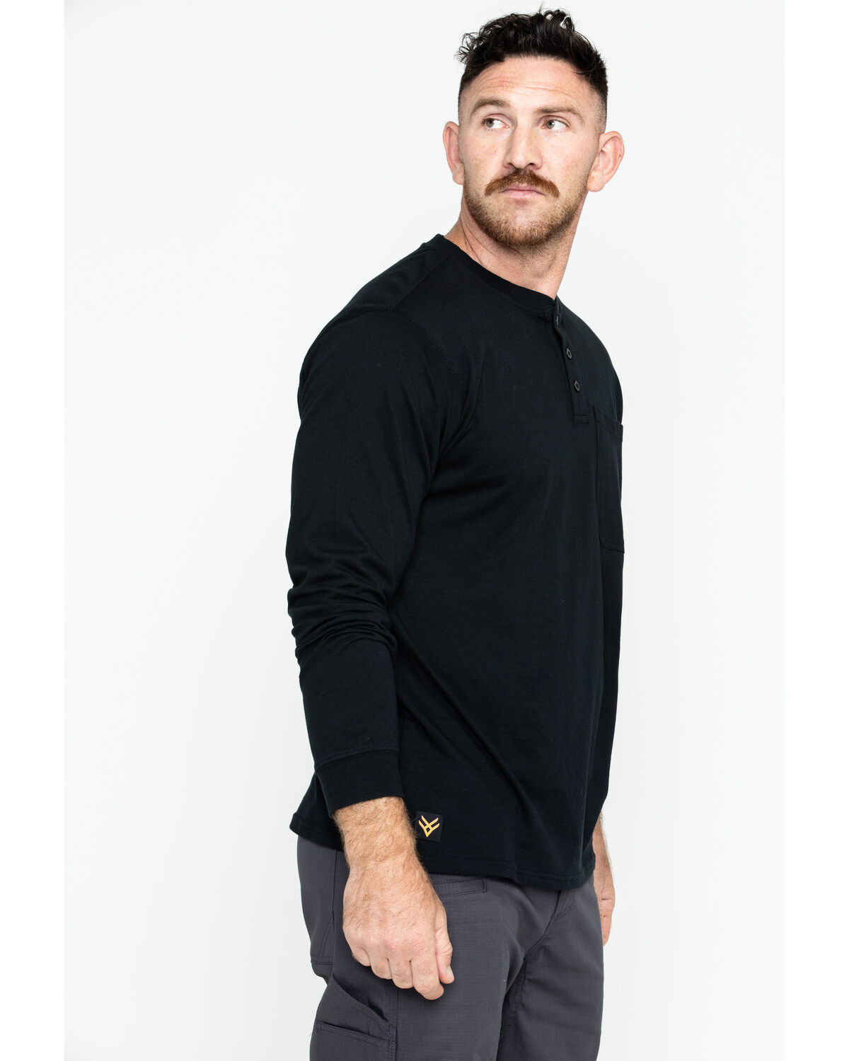 Image #5 - Hawx Men's Black Pocket Henley Work Shirt - Big, Black, hi-res
