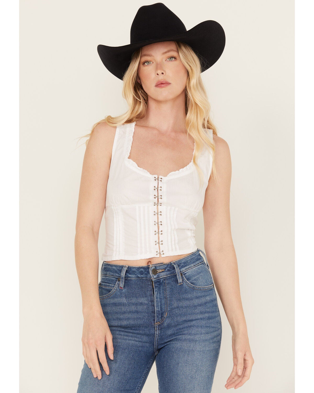 Free People Women's Amelia Corset, White, hi-res