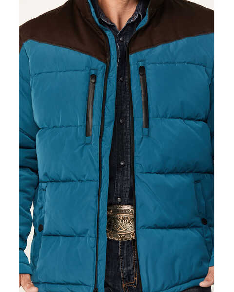 Image #3 - RANK 45® Men's Color Block Puffer Jacket, Medium Blue, hi-res