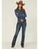 Shyanne Women's Dark Wash Shy Life Western Denim Shirt, Dark Blue, hi-res