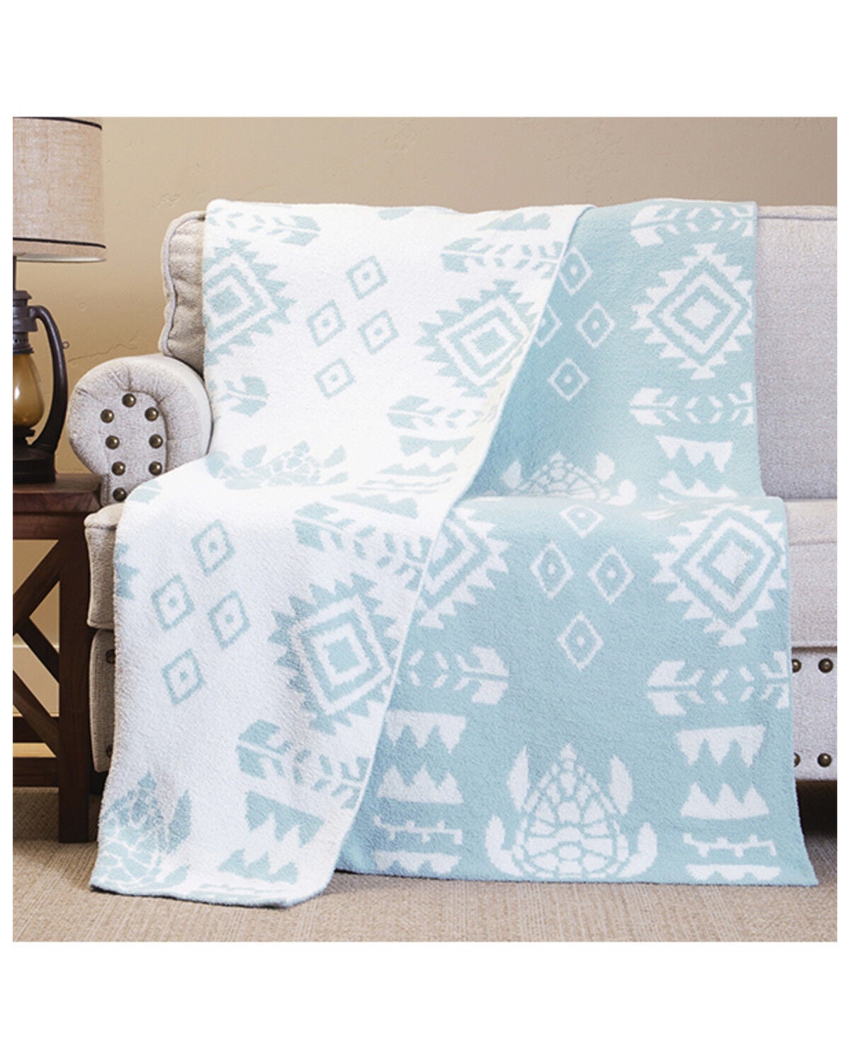 Carstens Home Seaglass Stretchy Blanket, Blue, hi-res