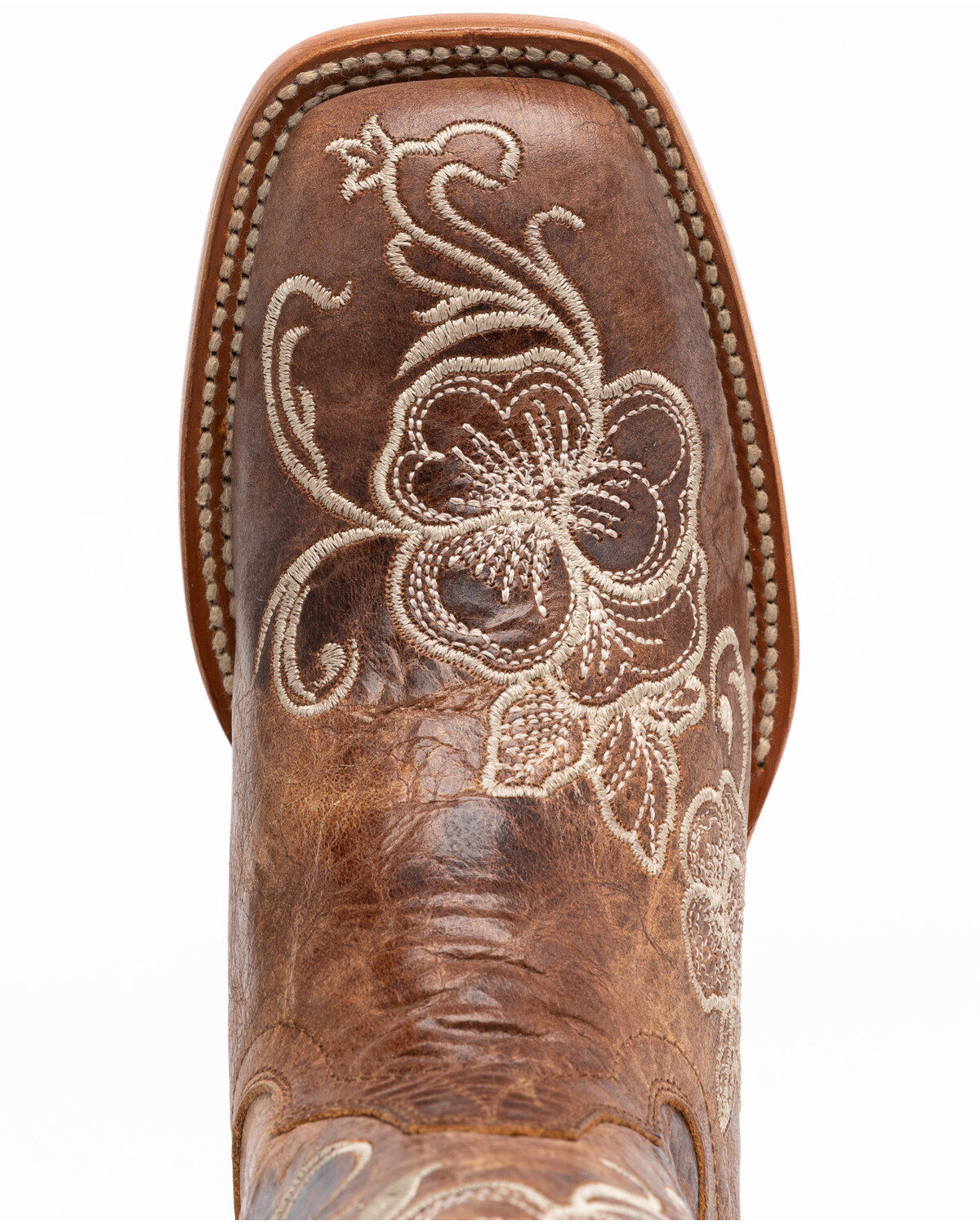 Image #6 - Shyanne Women's Lasy Floral Embroidered Western Boots - Broad Square Toe, Brown, hi-res