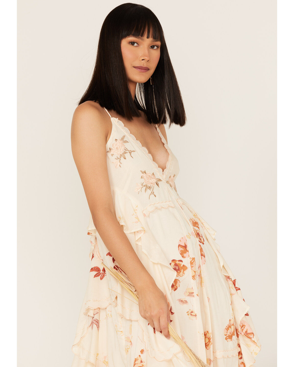 Image #3 - Free People Women's Audrey Embroidered Floral Sleeveless Midi Dress, Ivory, hi-res