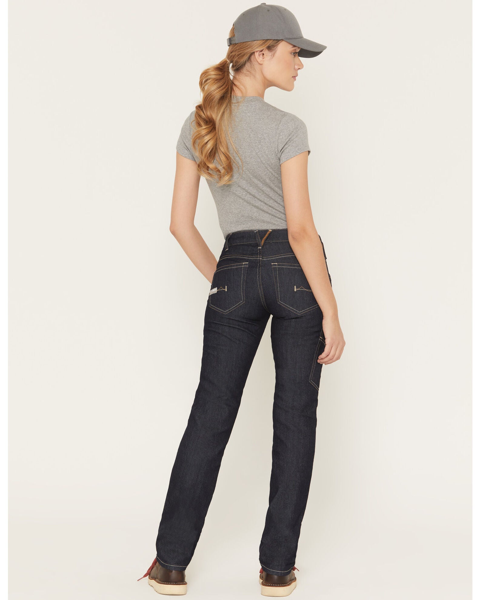 Product Name Ariat Women's Rebar Mid Rise Durastretch Raven Rinse Work Straight Jeanss