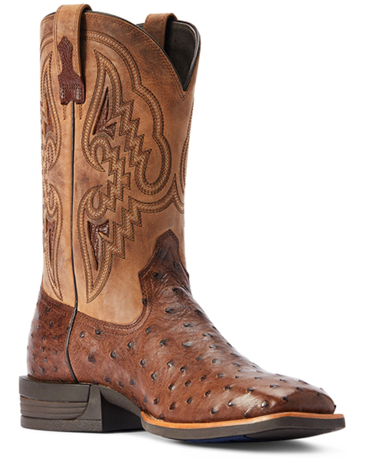 Image #1 - Ariat Men's Dagger Full-Quill Ostrich Exotic Western Boots - Broad Square Toe, Brown, hi-res