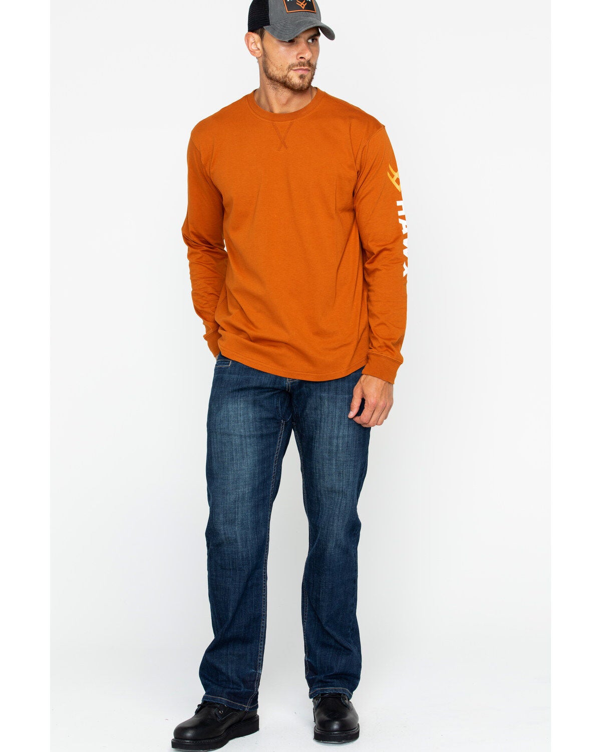 Image #6 - Hawx Men's Logo Crew Long Sleeve Work T-Shirt, , hi-res