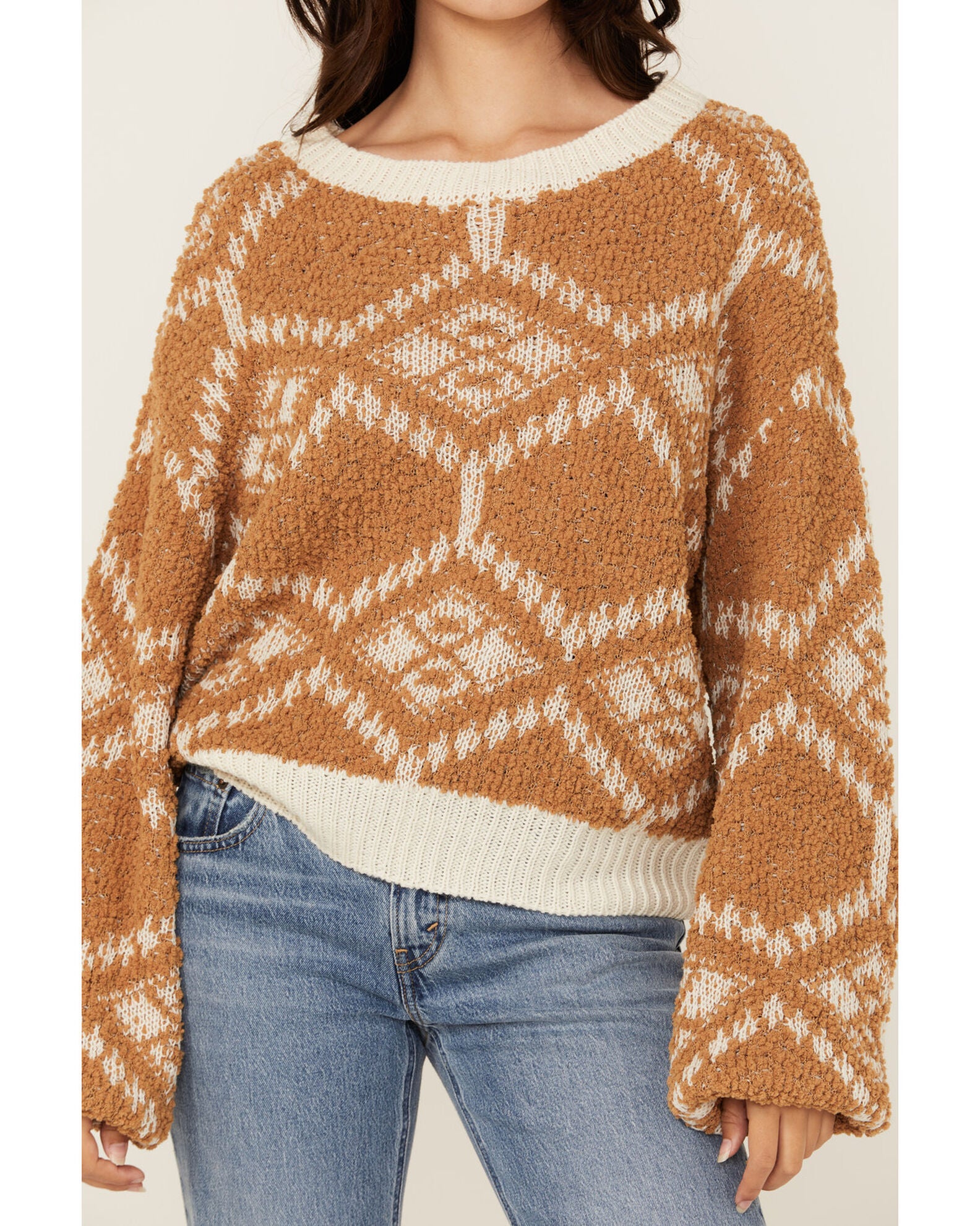 Rock & Roll Denim Women's Geo Print Sweater, Mustard