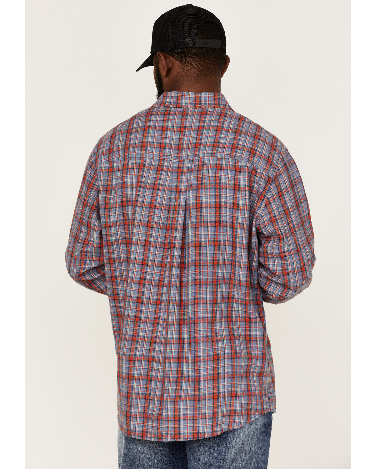 Image #4 - Brothers and Sons Men's Plaid Print Long Sleeve Button Down Western Shirt, Indigo, hi-res