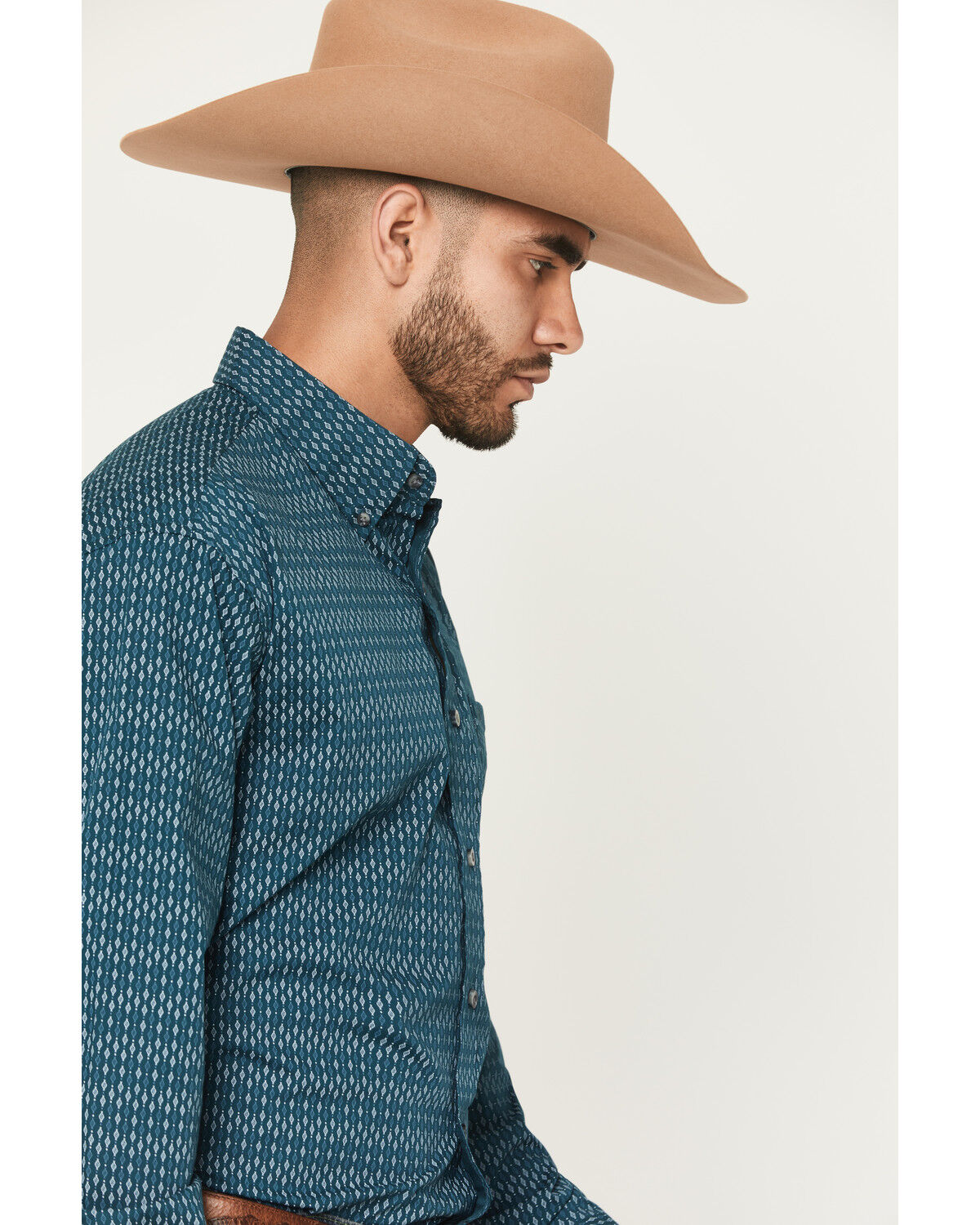 Image #2 - Wrangler Men's Geo Print Long Sleeve Button-Down Stretch Western Shirt, Blue, hi-res