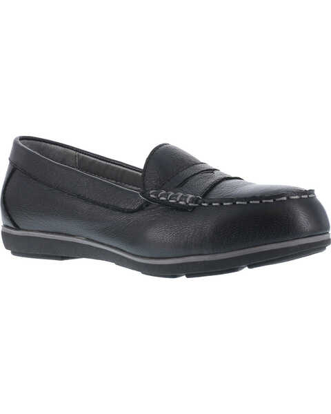 Image #1 - Rockport Women's Top Shore Penny Loafer Shoes - Steel Toe , Black, hi-res
