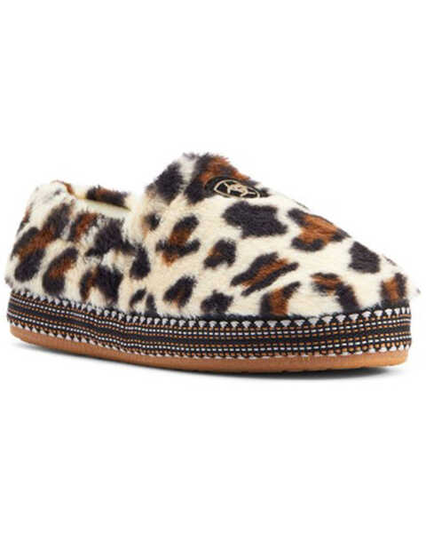 Ariat Women's Leopard Print Snuggle Slippers - Round Toe, Leopard, hi-res