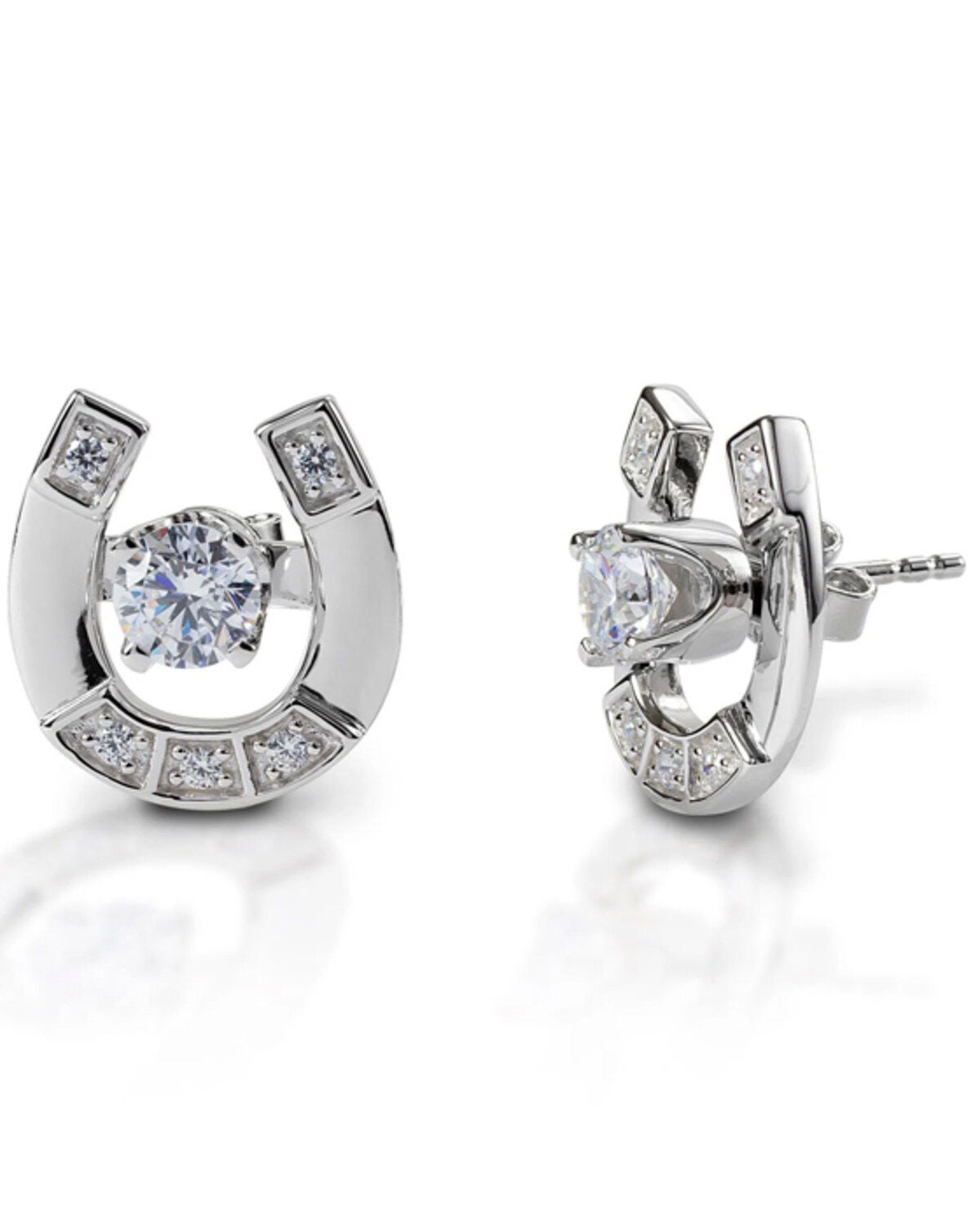 Kelly Herd Women's Studded Horseshoe Jacket Earrings, Silver, hi-res