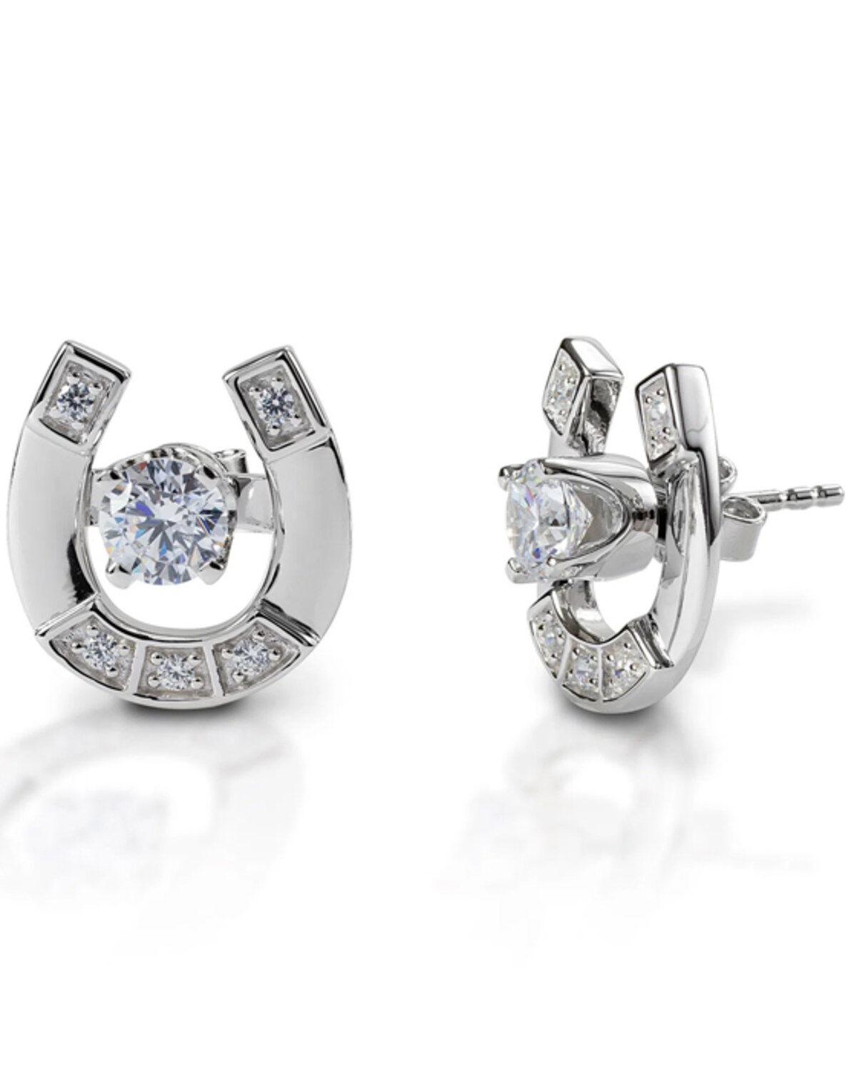 Image #1 - Kelly Herd Women's Studded Horseshoe Jacket Earrings, Silver, hi-res