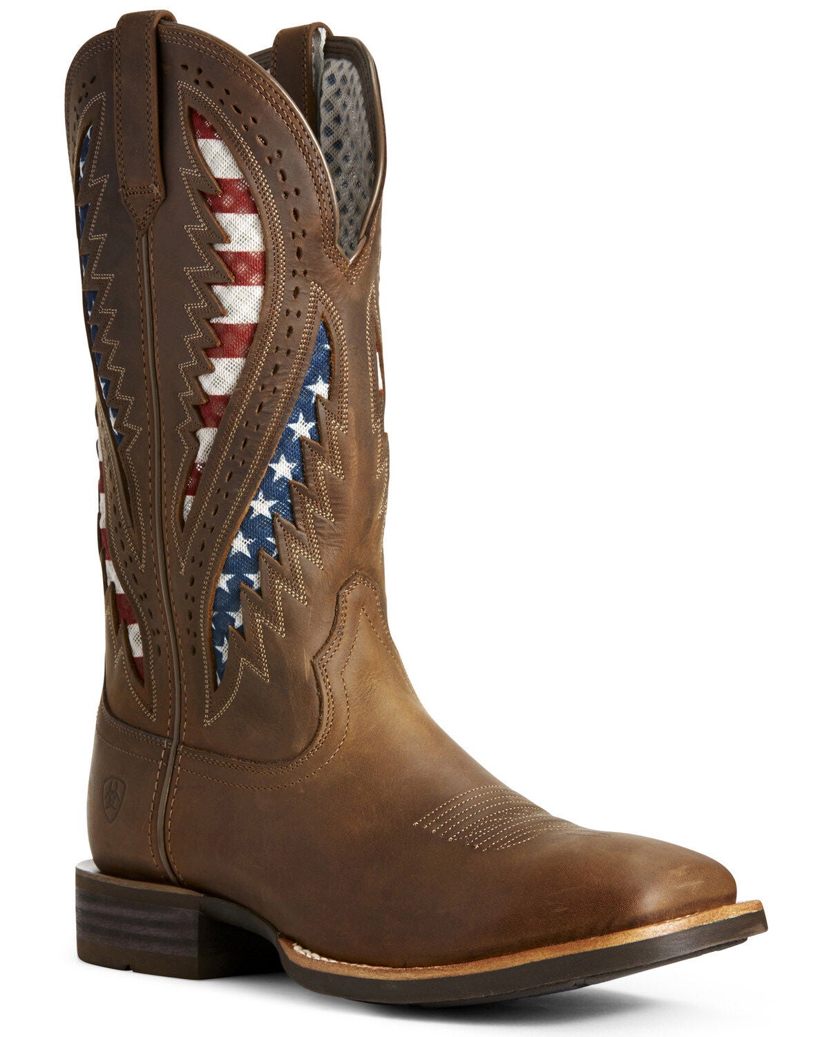 Ariat Men's VentTEK Western Performance Boots - Broad Square Toe, Brown, hi-res