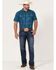 Ariat Men's Holt Retro Plaid Short Sleeve Snap Western Shirt , Teal, hi-res