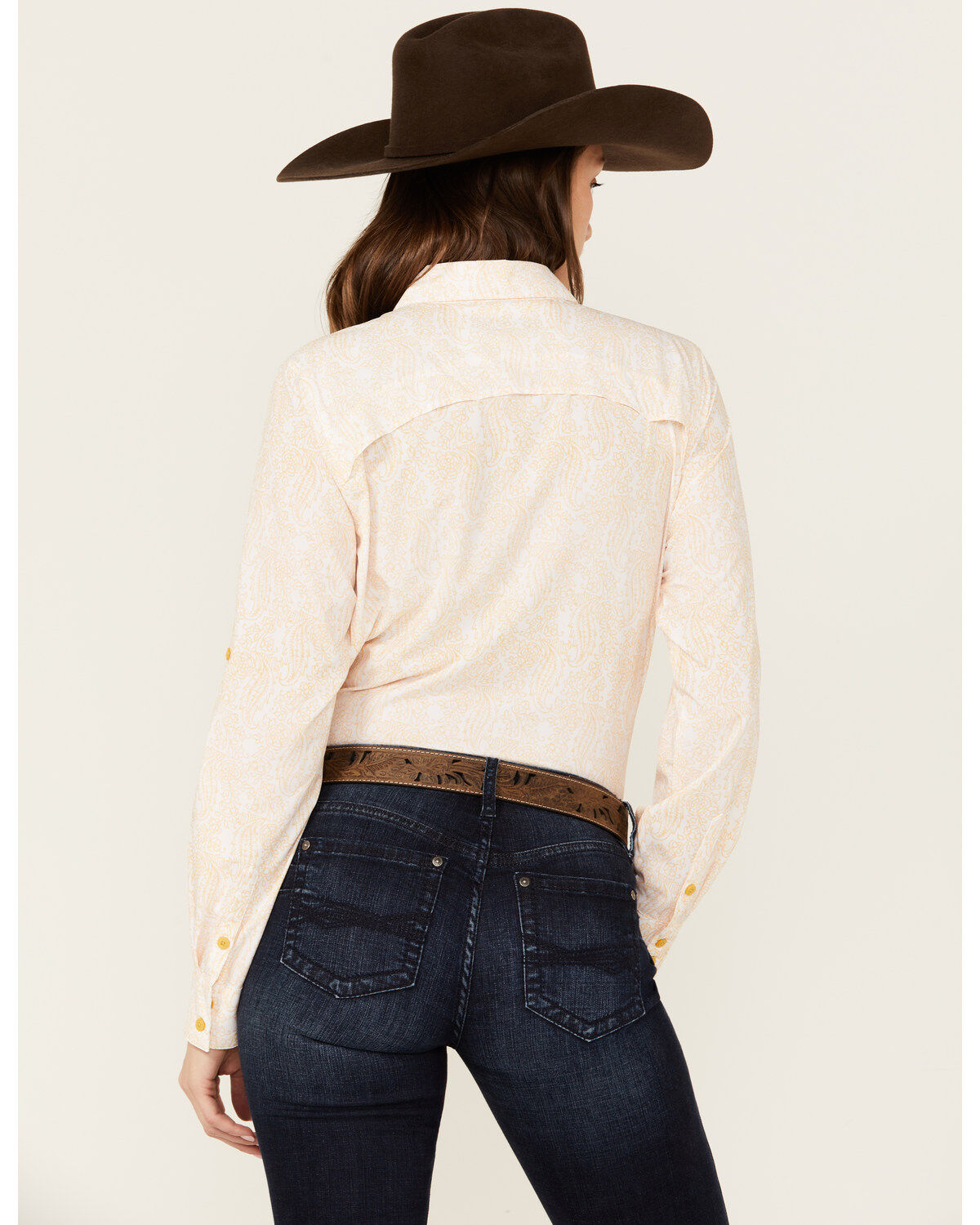 Image #4 - Ariat Women's Paisley Print VentTek Stretch Long Sleeve Button-Down Western Shirt, Yellow, hi-res