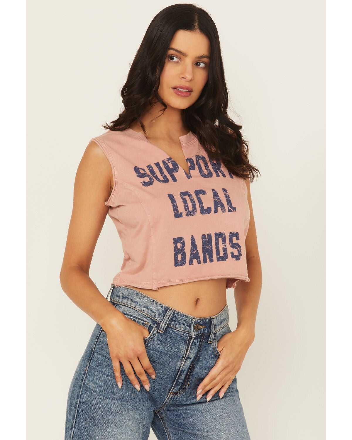 Cleo + Wolf Women's Ezra Support Local Bands Graphic Tank, Rose, hi-res